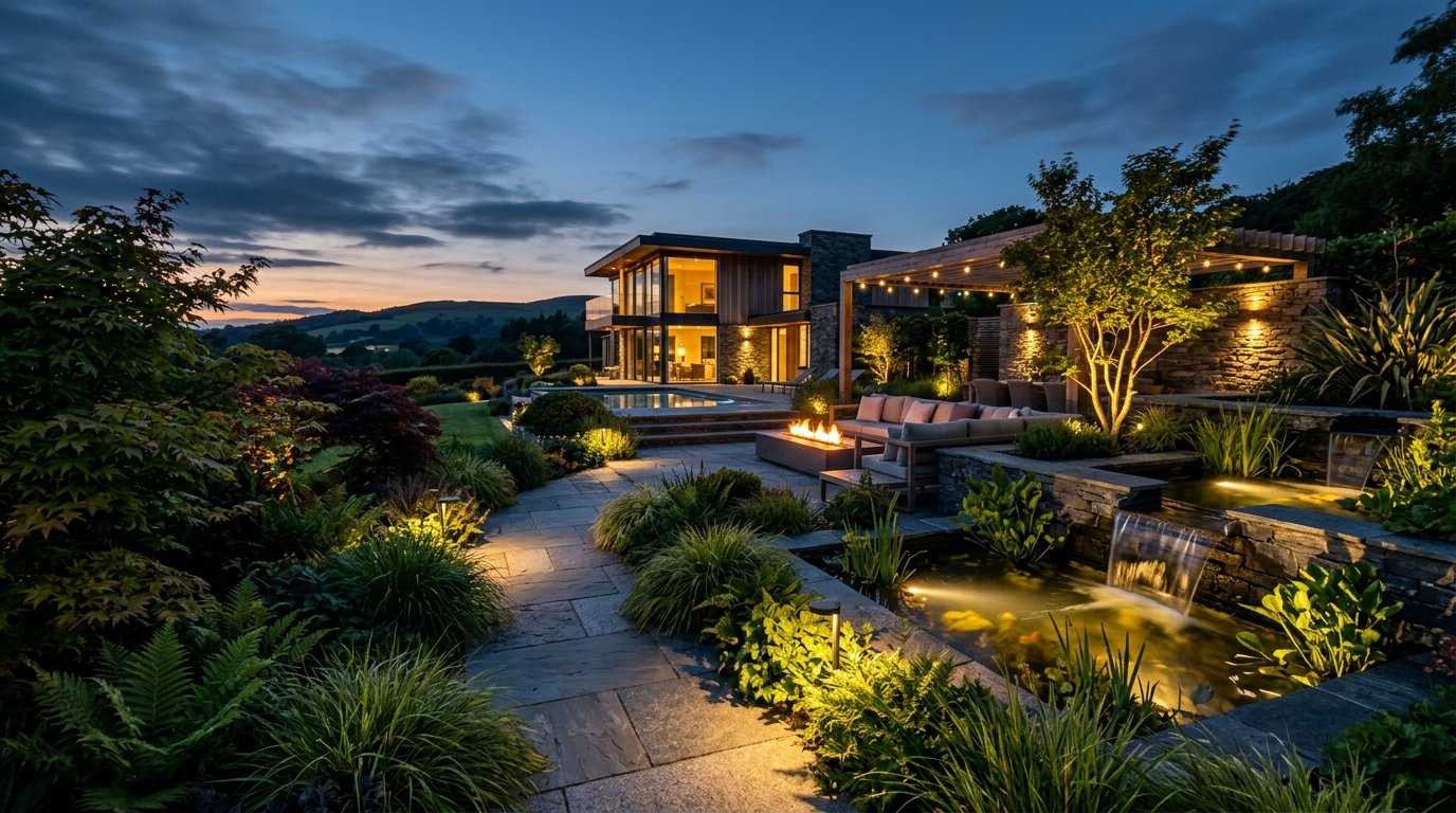 Beautiful modern garden background